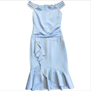 VENUS Light Blue Off-Shoulder Midi Dress